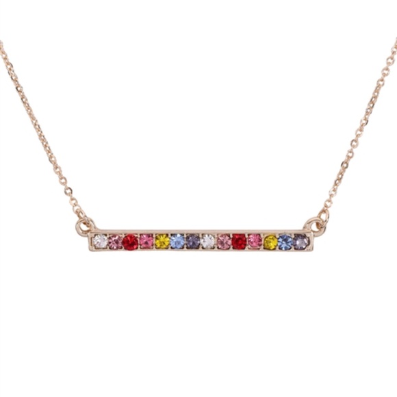 Trend Setter Diva Jewels Jewelry - Rainbow bar necklace in Gold color